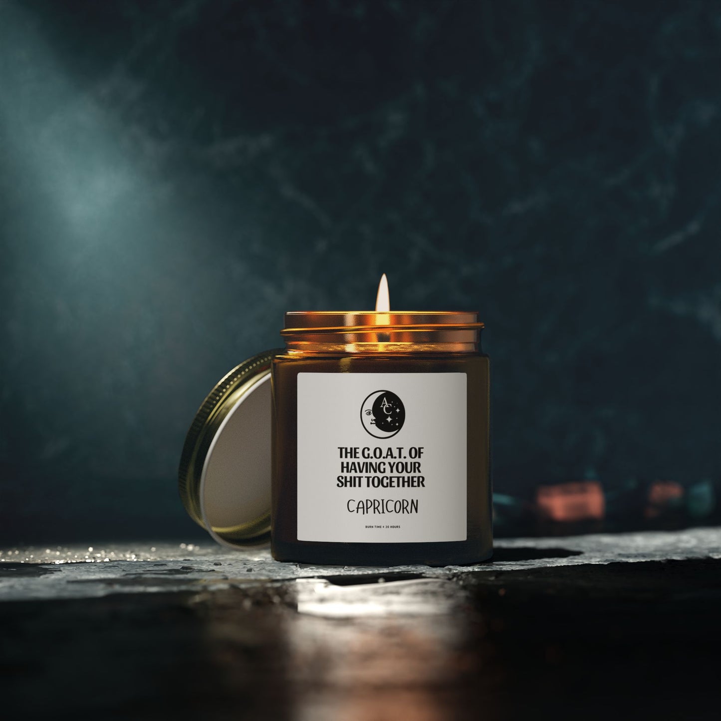 Capricorn Zodiac Sassy Candle, Smiling Crescent Moon, Funny Birthday Gift, Funny Candle, Anniversary Present, Personal Growth Candle, Protection and Healing Candle