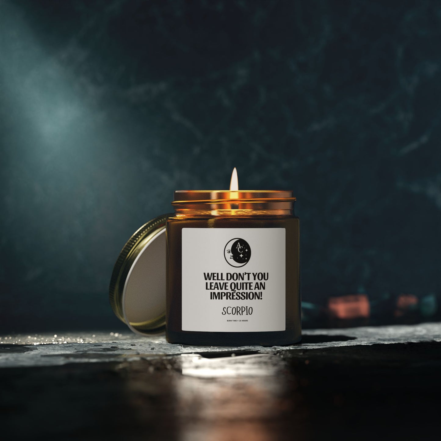 Scorpio Zodiac Sassy Candle, Smiling Crescent Moon, Funny Birthday Gift, Funny Candle, Anniversary Present, Personal Growth Candle, Protection and Healing Candle