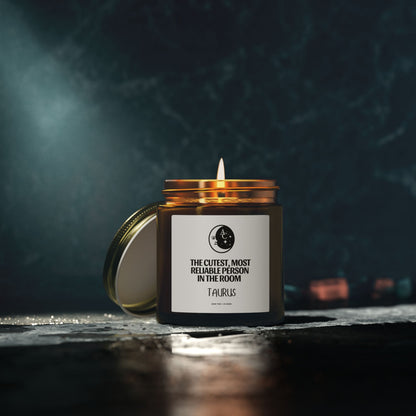 Taurus Zodiac Sassy Candle, Smiling Crescent Moon, Funny Birthday Gift, Funny Candle, Anniversary Present, Personal Growth Candle, Protection and Healing Candle