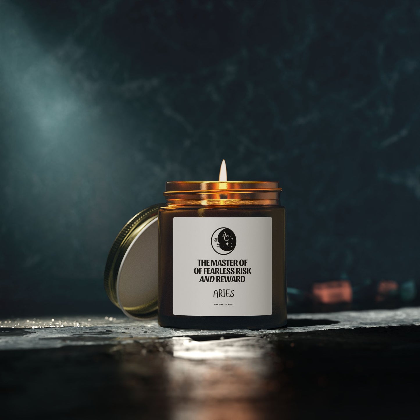 Aries Zodiac Sassy Candle, Smiling Crescent Moon, Funny Birthday Gift, Funny Candle, Anniversary Present, Personal Growth Candle, Protection and Healing Candle