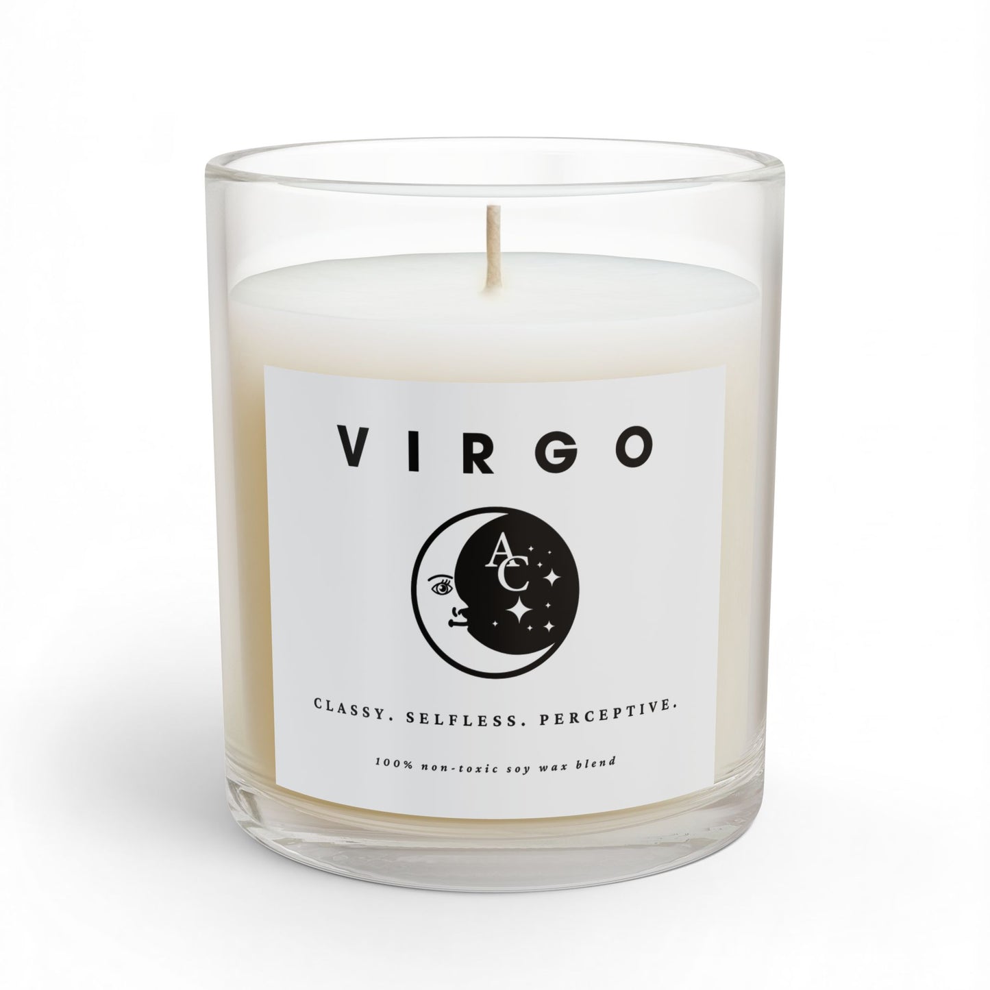 Virgo Zodiac Candle - Positive Traits & Smiling Crescent Moon, Birthday Gift, Anniversary Present, Personal Growth Candle, Protection and Healing Candle