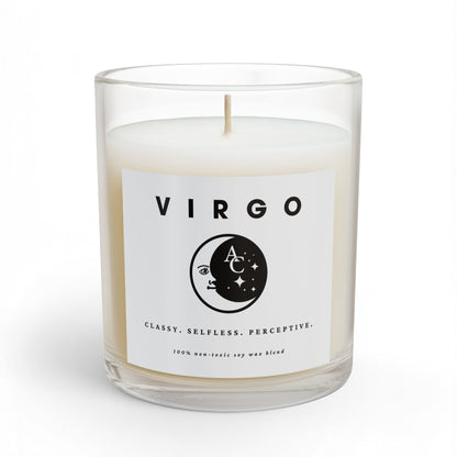 Virgo Zodiac Candle - Positive Traits & Smiling Crescent Moon, Birthday Gift, Anniversary Present, Personal Growth Candle, Protection and Healing Candle