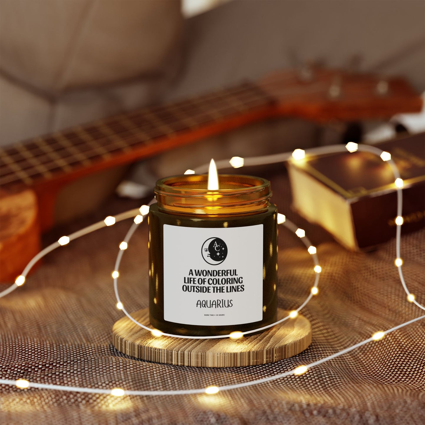 Aquarius Zodiac Sassy Candle, Smiling Crescent Moon, Funny Birthday Gift, Funny Candle, Anniversary Present, Personal Growth Candle, Protection and Healing Candle