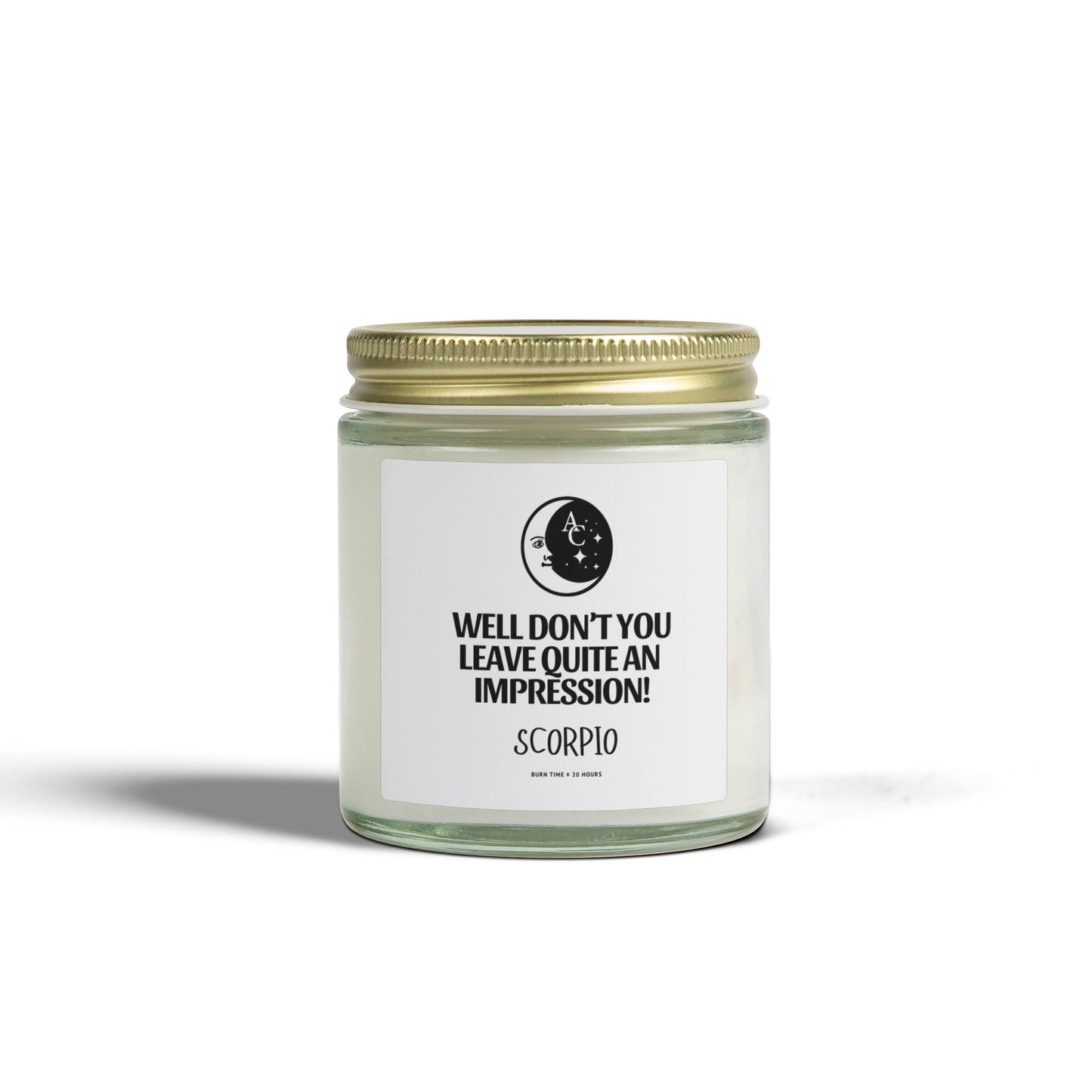 Scorpio Zodiac Sassy Candle, Smiling Crescent Moon, Funny Birthday Gift, Funny Candle, Anniversary Present, Personal Growth Candle, Protection and Healing Candle
