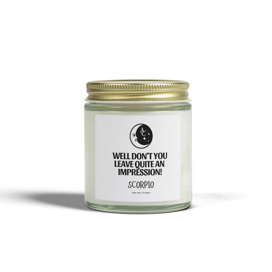 Scorpio Zodiac Sassy Candle, Smiling Crescent Moon, Funny Birthday Gift, Funny Candle, Anniversary Present, Personal Growth Candle, Protection and Healing Candle