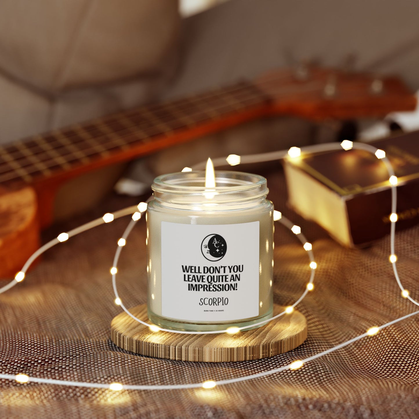 Scorpio Zodiac Sassy Candle, Smiling Crescent Moon, Funny Birthday Gift, Funny Candle, Anniversary Present, Personal Growth Candle, Protection and Healing Candle