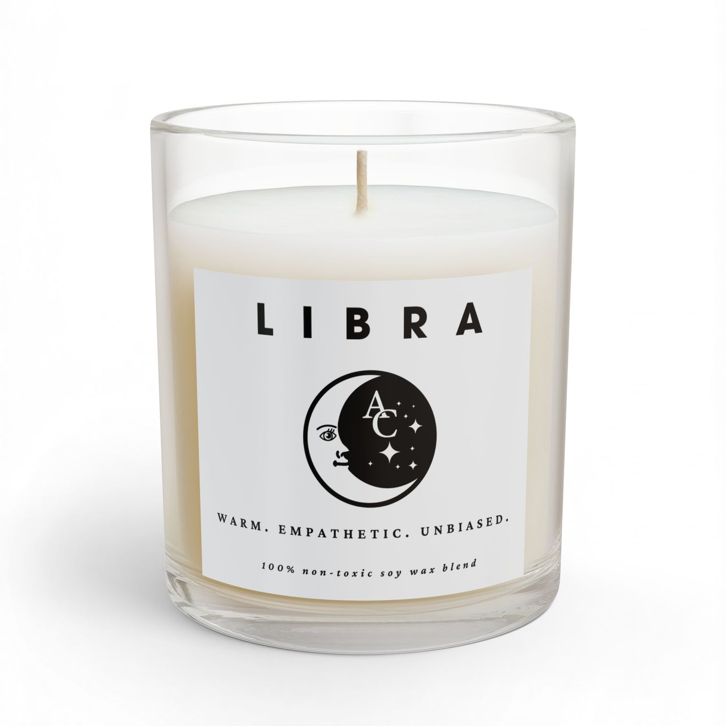 Libra Zodiac Candle - Positive Traits, Smiling Crescent Moon, Birthday Gift, Anniversary Present, Personal Growth Candle, Protection and Healing Candle