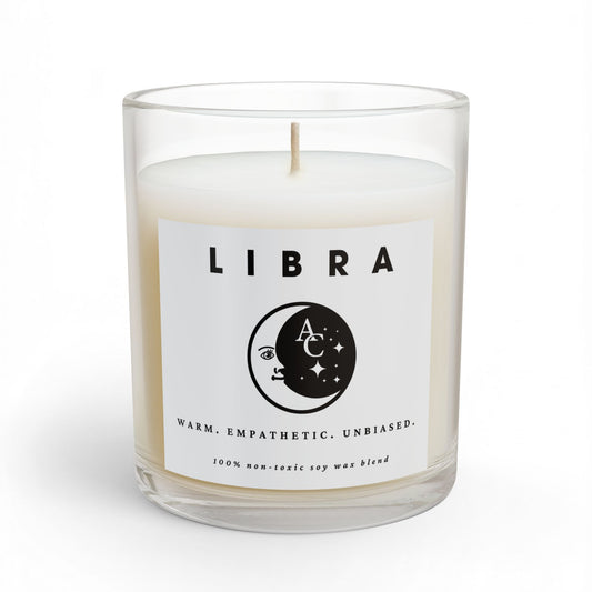 Libra Zodiac Candle - Positive Traits, Smiling Crescent Moon, Birthday Gift, Anniversary Present, Personal Growth Candle, Protection and Healing Candle