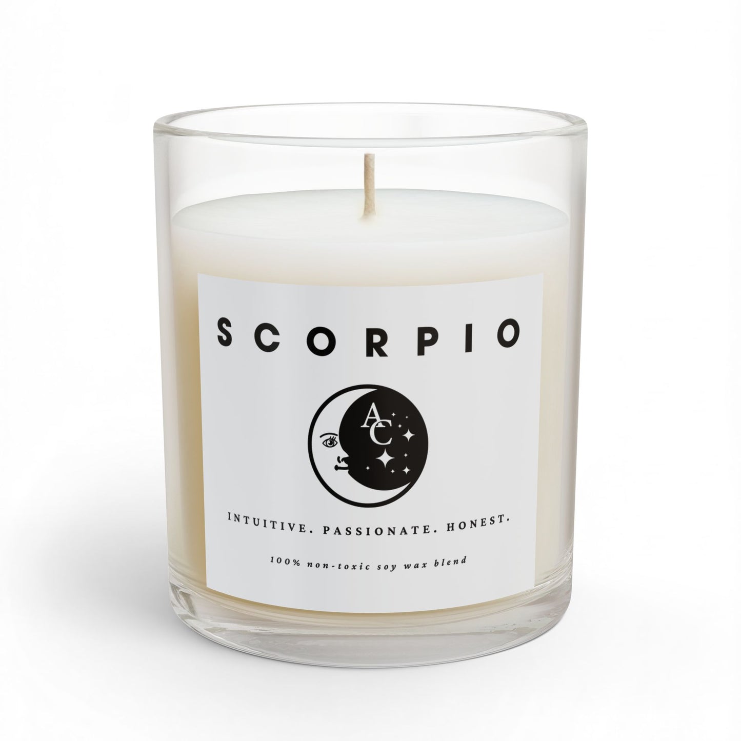 Scorpio Zodiac Candle - Positive Traits & Smiling Crescent Moon, Birthday Gift, Anniversary Present, Personal Growth Candle, Protection and Healing Candle