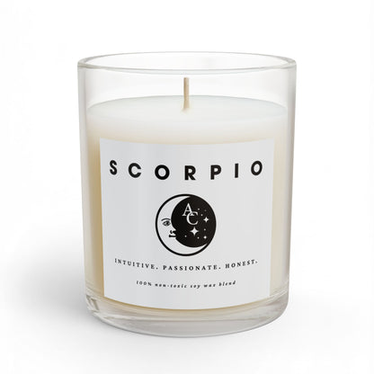 Scorpio Zodiac Candle - Positive Traits & Smiling Crescent Moon, Birthday Gift, Anniversary Present, Personal Growth Candle, Protection and Healing Candle