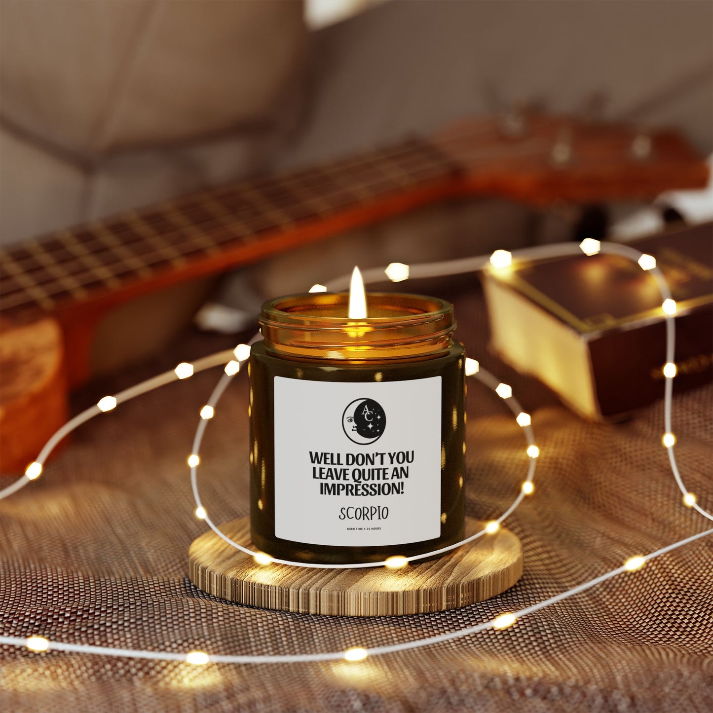 Scorpio Zodiac Sassy Candle, Smiling Crescent Moon, Funny Birthday Gift, Funny Candle, Anniversary Present, Personal Growth Candle, Protection and Healing Candle
