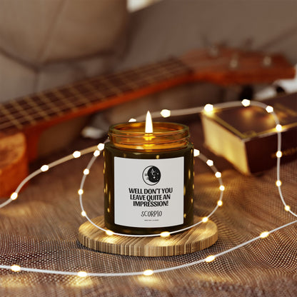 Scorpio Zodiac Sassy Candle, Smiling Crescent Moon, Funny Birthday Gift, Funny Candle, Anniversary Present, Personal Growth Candle, Protection and Healing Candle